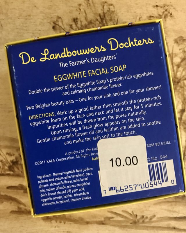 instructions on how to use and the ingredients in the Farmers' Daughters Eggwhite Soaps