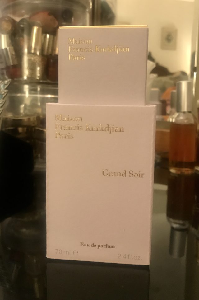 outer and inner boxes for Grand Soir EDP by Francis Kurkdjian