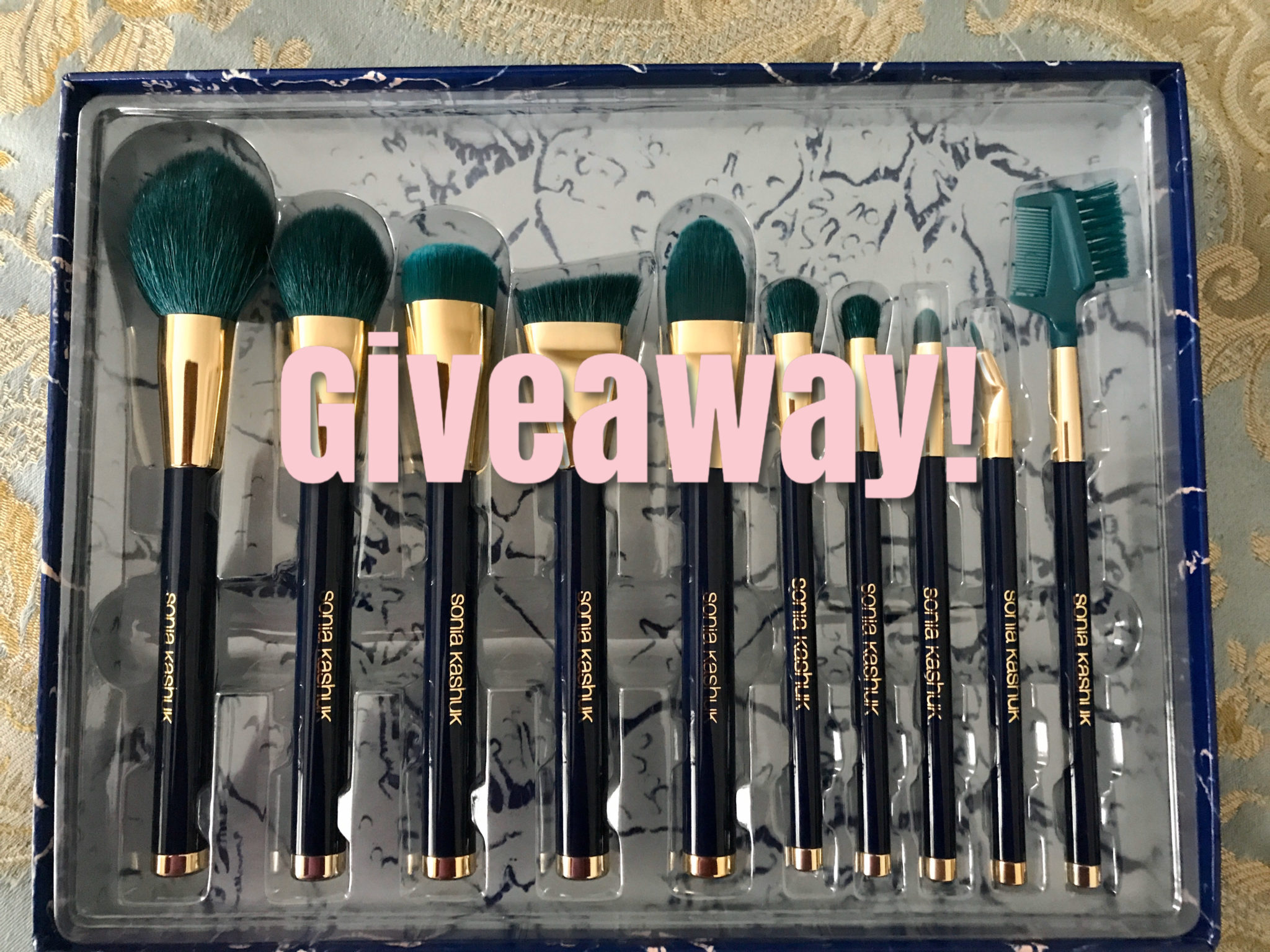 set of 10 makeup brushes with the title Giveaway