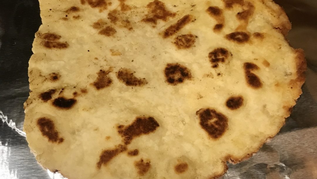 browned flatbread after it came out of the pan