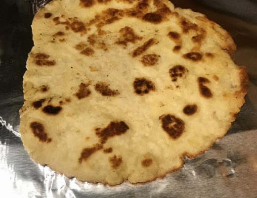 browned flatbread after it came out of the pan