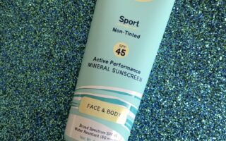 aqua plastic tube of CoTZ Sport Active Performance Mineral Sunscreen SPF 45