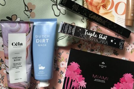 the makeup and skincare products I received in my April 2020 "Full Bloom" Ipsy Plus Bag