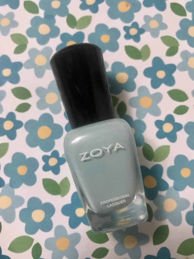 robin's egg blue nail polish, mini bottle of Zoya "Lillian"