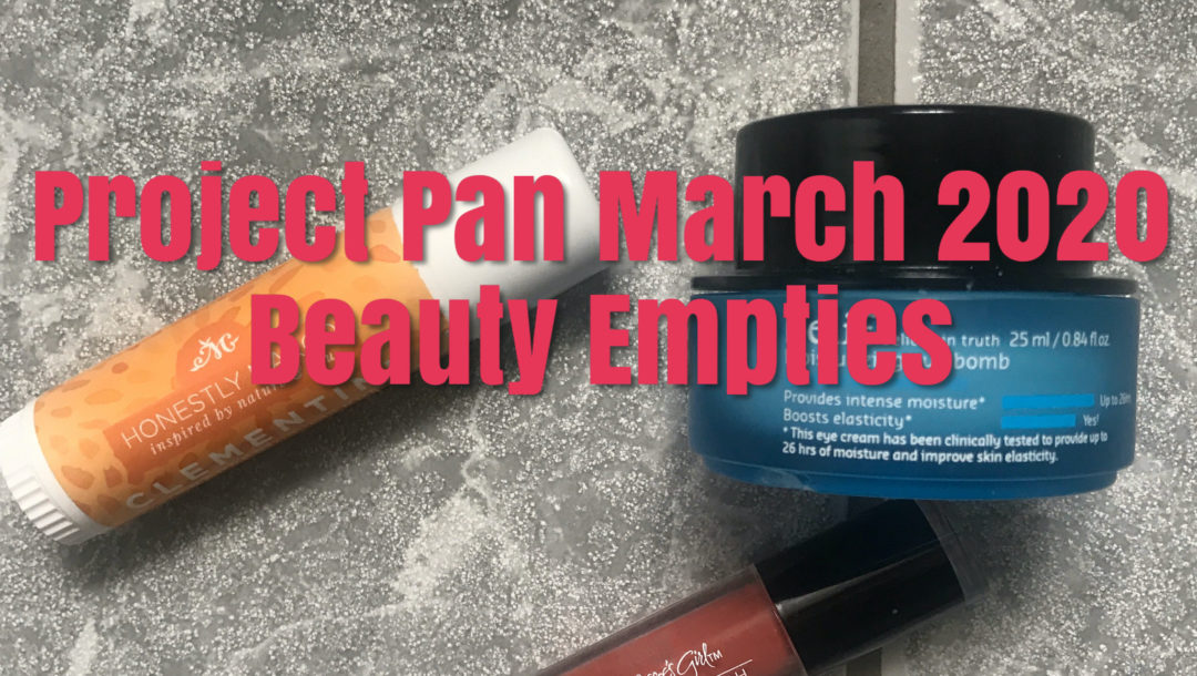empty beauty products with Project Pan title