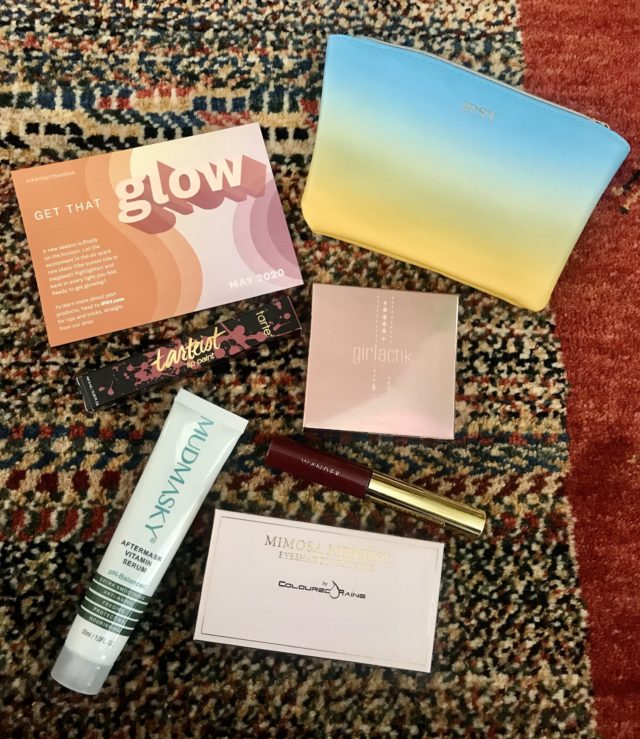 the beauty products in my May 2020 Ipsy Plus glam bag "Get That Glow"