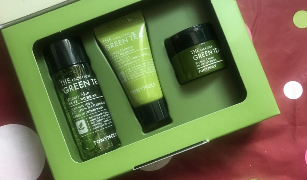 3 mini Tony Moly Green Tea Watery skincare products