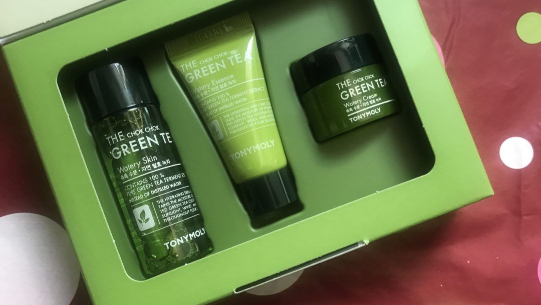 3 mini Tony Moly Green Tea Watery skincare products