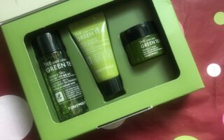 3 mini Tony Moly Green Tea Watery skincare products