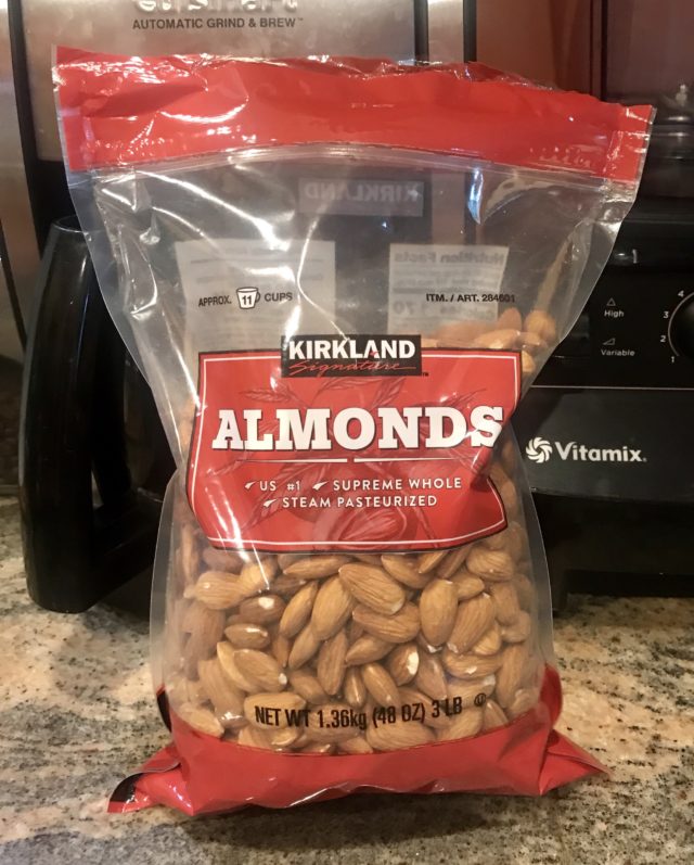 bag of Kirkland almonds from Costco