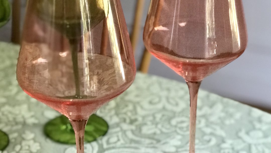 Estelle Colored Glass Estelle Hand-Blown Colored Wine Glasses (Set of 6) - Stemmed Wine Glass, Blush