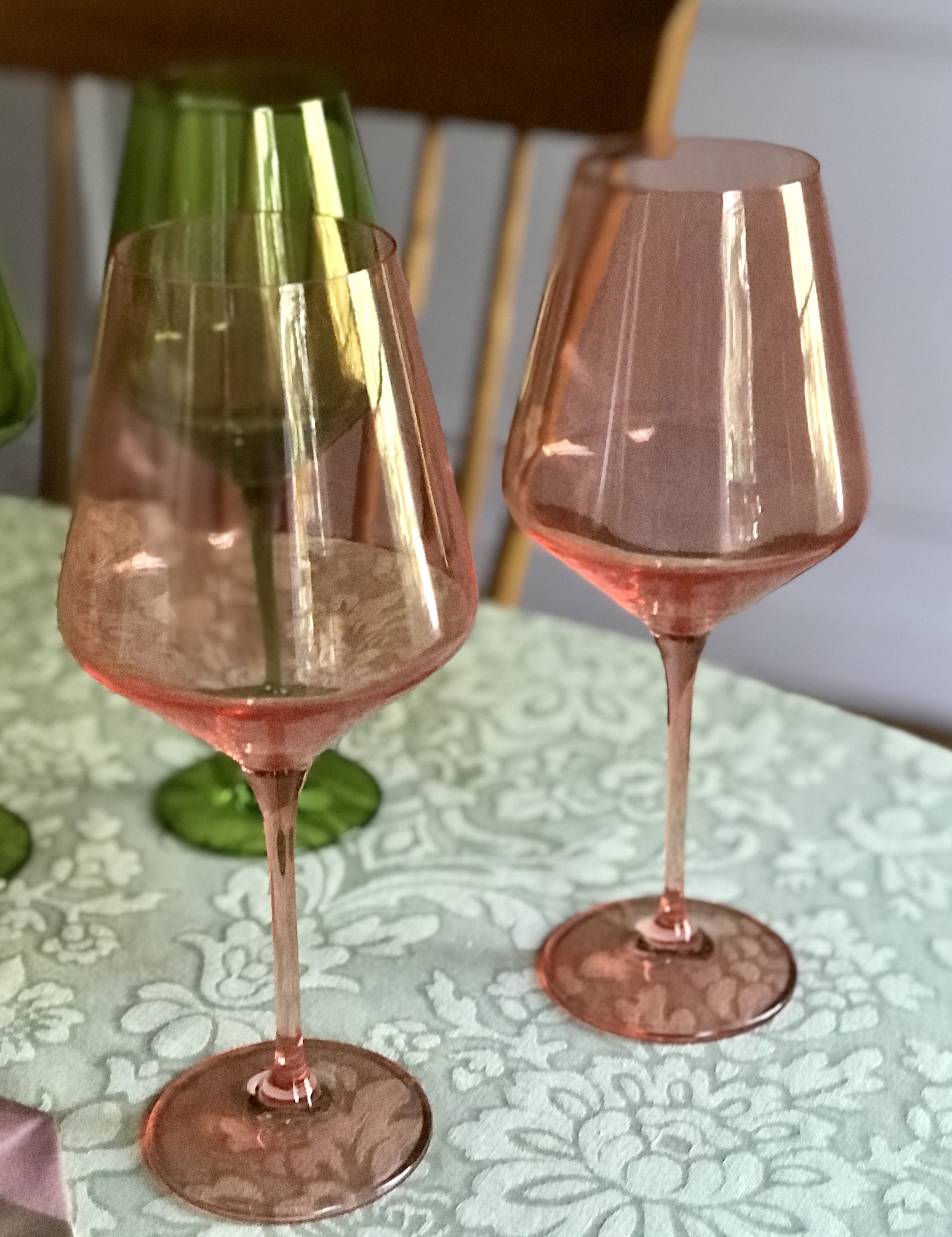 Estelle Colored Glass Hand-Blown Wine Glass 2-Piece Set - Blush