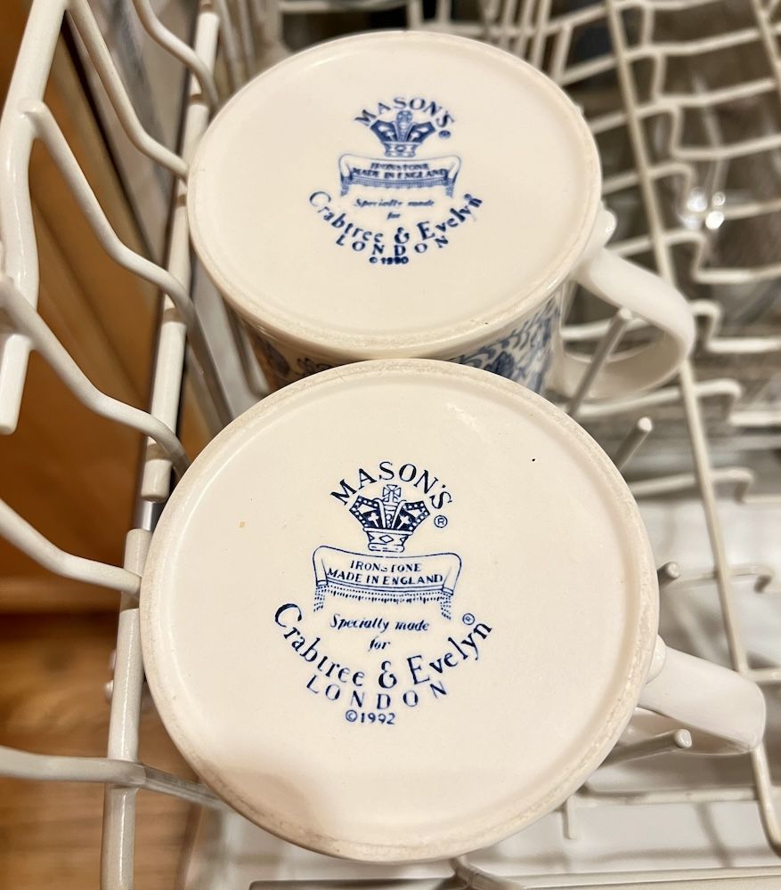 Mason's logo on the bottom of Crabtree & Evelyn annual mugs